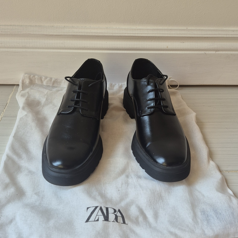 Zara Black Chunky Shoes, EU Size 39
